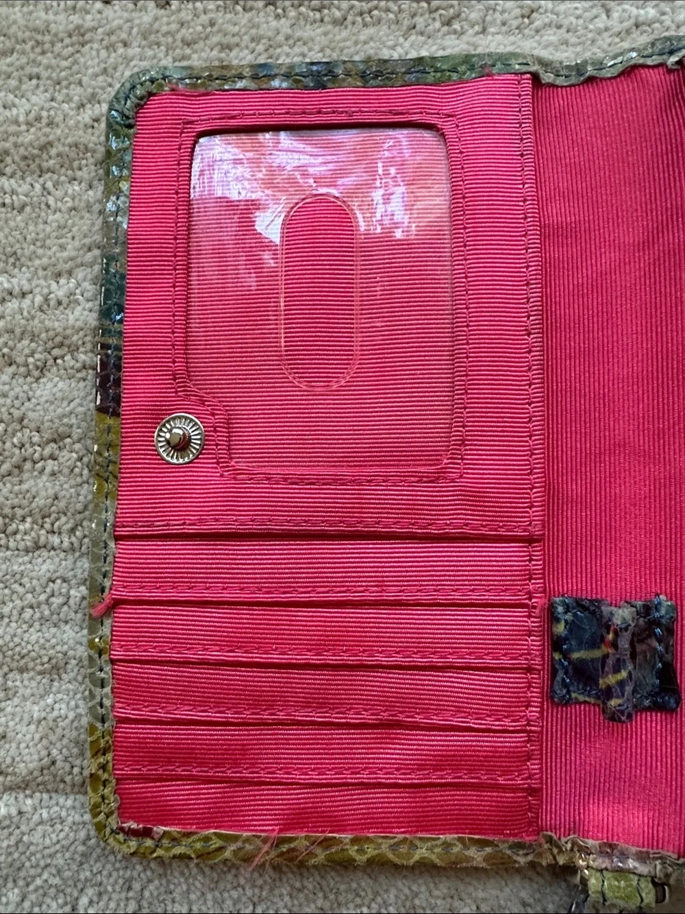 Hobo International Leather Wristlet Wallet Snakeskin Embossed Floral Multicolor